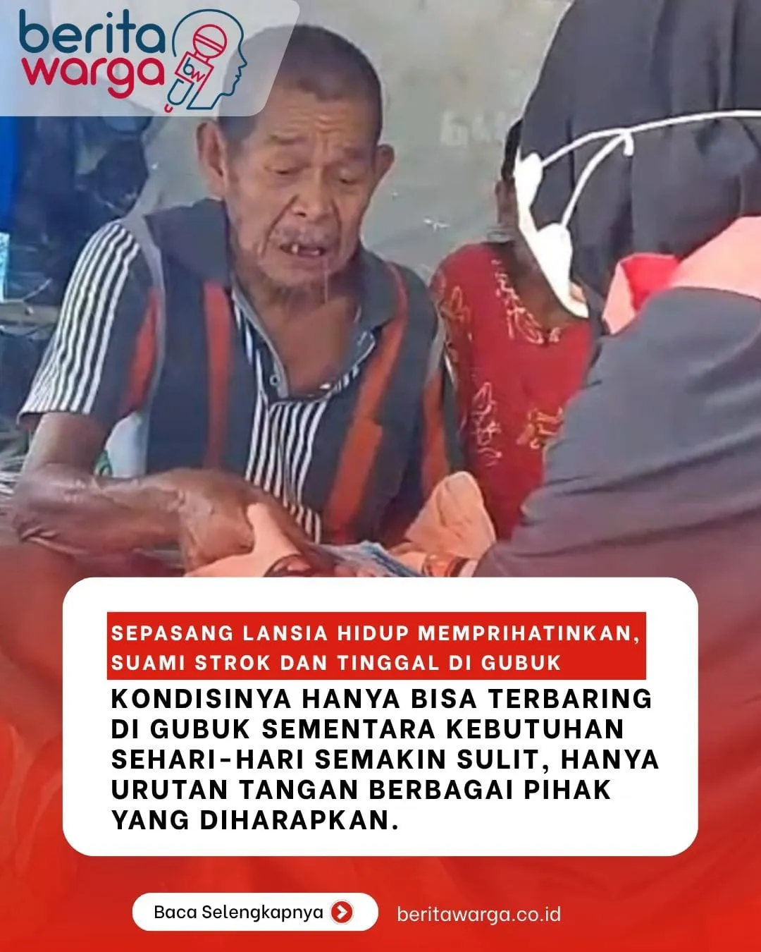 Pasangan Lansia di Kalukku Tinggal di Gubuk Reot, Suami Sakit Stroke