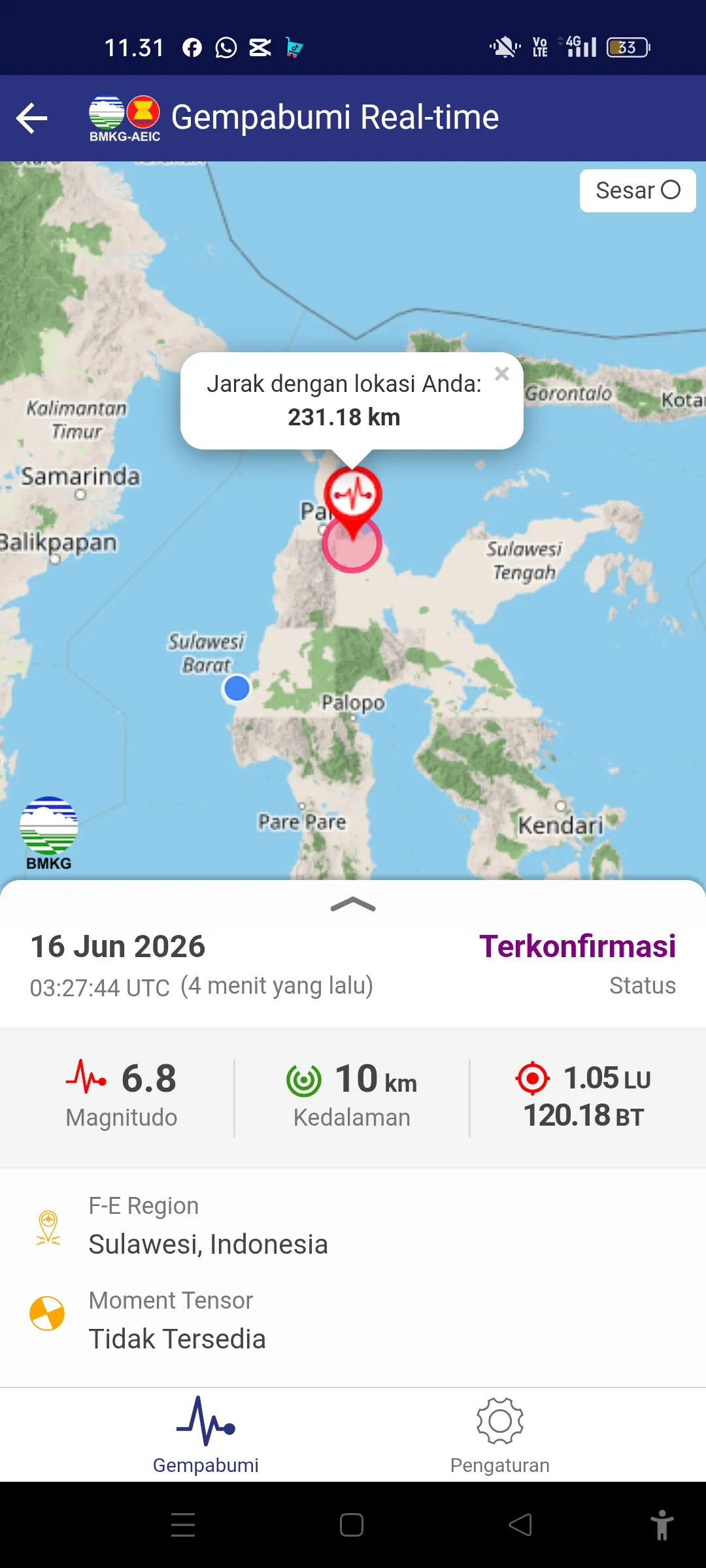 Gempa M 6,8 Guncang Sulawesi Tengah, Warga Mamuju Panik Keluar Rumah
