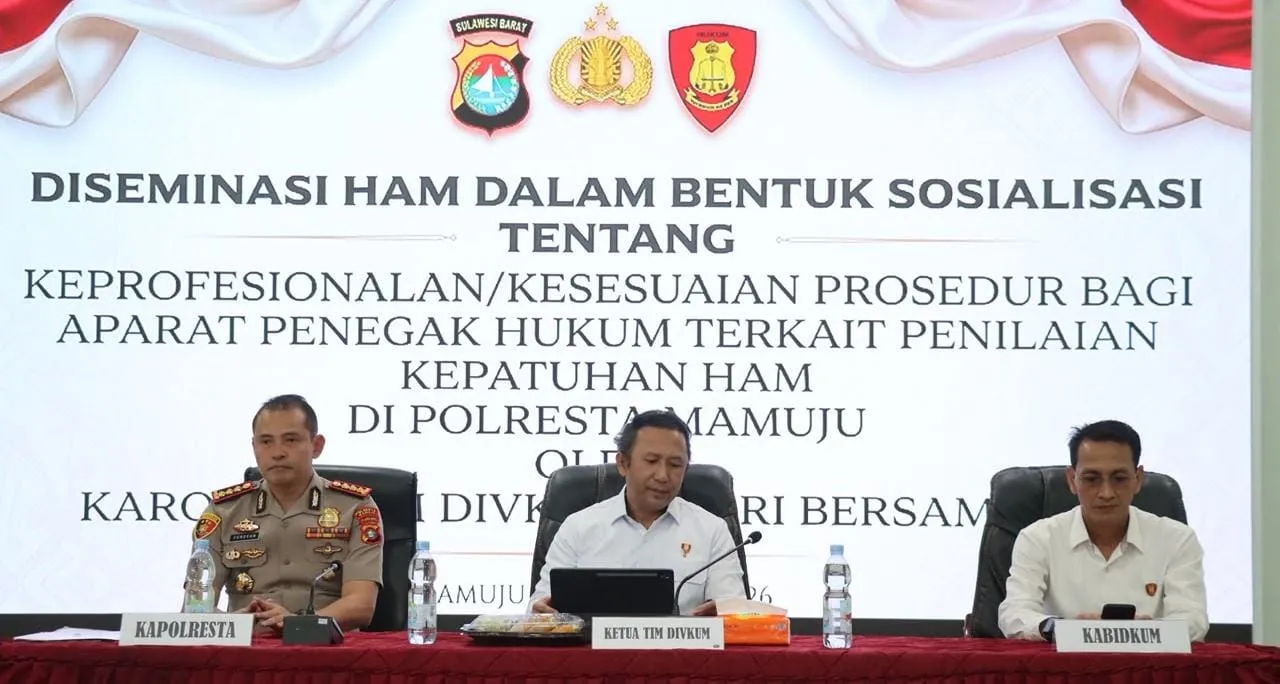 Polresta Mamuju Terima Kunjungan Tim Divkum Mabes Polri, Sosialisasikan HAM dan Penilaian Kepatuhan Prosedur