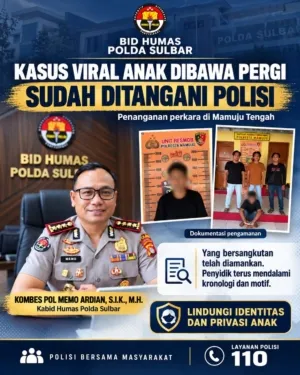 Polisi Tahan Tersangka Kasus Anak Dibawa Pergi di Mateng, Korban Mendapat Pendampingan Psikologis
