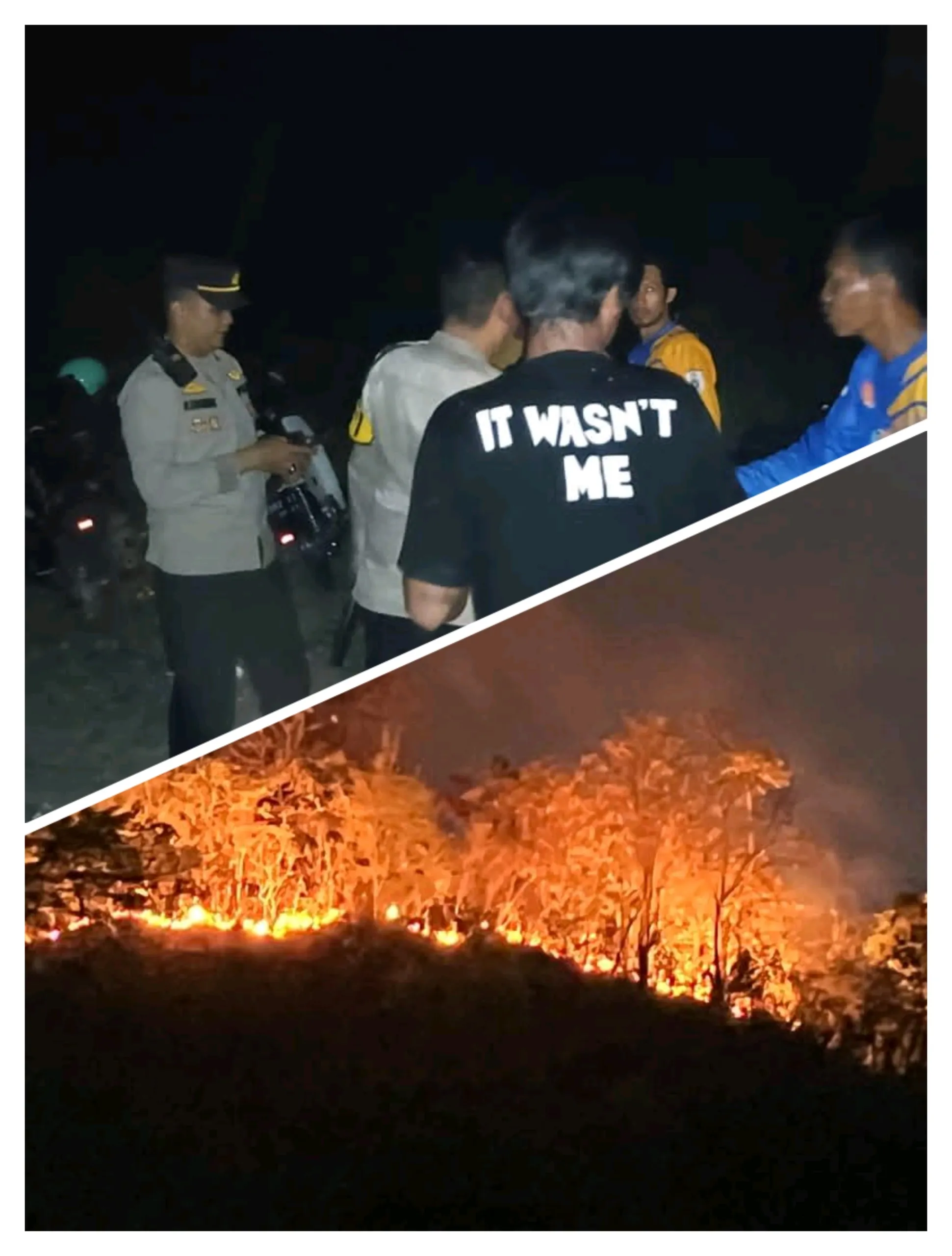 Gabungan Polresta Mamuju Bersama Brimob dan Warga Berhasil Padamkan Karhutla di Bukit Tambayako